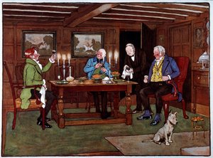 Koneserzy Pijący przy kieliszku porto. Akwarela Cecila Aldina (1870-1935) XIX-wieczna kolekcja prywatna autorstwa Cecil Charles Windsor Aldin