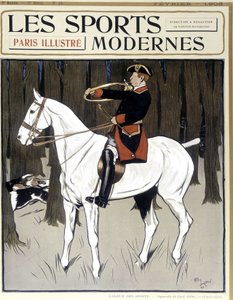 Polowanie (człowiek na koniu zachęcający psy) Okładka „Modern Sports” 02/1906 autorstwa Cecil Charles Windsor Aldin