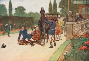 York natychmiast położył się płasko na głowie, aby zapobiec jej zmaganiach autorstwa Cecil Charles Windsor Aldin