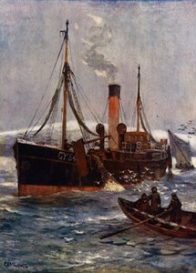 Islandzki trawler parowy, ok. 1910 (kolor lito)