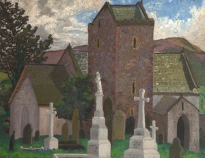 Kościół Llangenith, Południowa Walia, ok. 1930 (olej na płótnie) autorstwa Cedric Morris