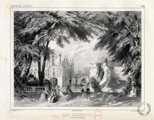 Zamek i ogrody w Château de Chenonceaux, 1836. autorstwa Celestin Deshayes