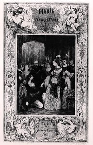 Frontyspis „Marie Tudor” z „Dzieła, dramaty t. VI” przez Victora Hugo (1802-85), 2. wydanie przez Eugene Renduel autorstwa Celestin Francois Nanteuil