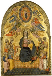 Dziewica Pokory z Ojcem Świętym, Duchem Świętym i dwunastoma Apostołami autorstwa Cenni di Francesco di ser Cenni