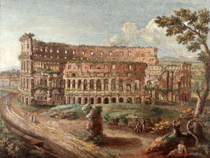 Jedna z par rzymskich mikromozaik "Koloseum", ok. 1774-75 (mozaika) autorstwa Cesare Aguatti