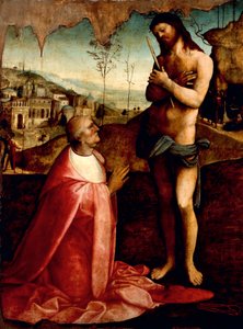 Chrystus cierpiący i kardynał Oliviero Carafa w modlitwie, Cesare da Sesto (1477-1523)