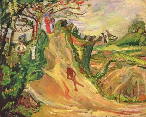 Wzgórze z mężczyzną na drodze autorstwa Chaim Soutine