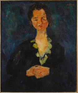 Portret kobiety na niebieskim tle, 1927 autorstwa Chaim Soutine