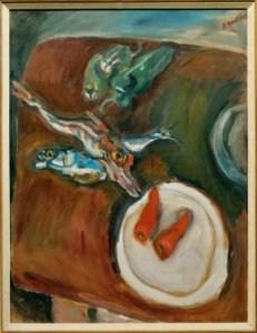 Martwa natura z rybą, papryką i marchewką autorstwa Chaim Soutine