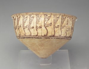 Misa stożkowa z motywem lamparta, 3500-3000 pne (ceramika płowożółta) autorstwa Chalcolithic