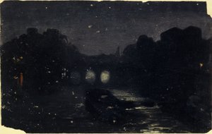Efekt nocy nad brzegiem Sekwany, ok. 1870 (olej na płótnie) autorstwa Charles Emile Cuisin