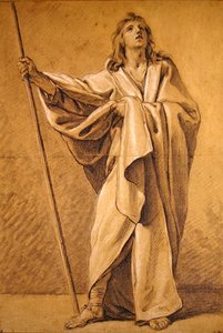 Studium św. Rocha (czarno-białe kredy na papierze)