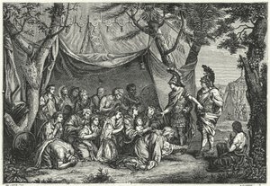 Królowe Persji u stóp Aleksandra (rycina) autorstwa Charles (after) Le Brun