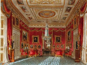 The Rose Satin Drawing Room, Carlton House, z „Historii rezydencji królewskich”, ryty: Daniel Havell (1785-1826), William Henry Pyne (1769-1843) autorstwa Charles (after) Wild