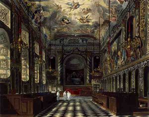 Kaplica Królewska, Zamek Windsor, z "Royal Residences", rycina Thomasa Sutherlanda (ur. 1785), wydana przez Williama Henry