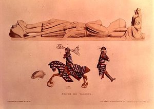 Wizerunek nagrobny rycerza Aymera De Valence, hrabiego Pembroke (zm.1324), wyd. 1811 autorstwa Charles Alfred Stothard