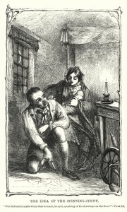 Pomysł przędzenia-jenny (grawerunek) autorstwa Charles Altamont Doyle