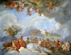 Wprowadzenie Ganimedesa na Olimp - szkic olejny autorstwa Charles Amedee Philippe van Loo