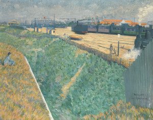Kolej Zachodnia opuszczająca Paryż. 1886 autorstwa Charles Angrand
