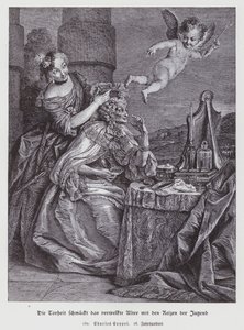 Szaleństwo upiększa wyschniętą starość ozdobami młodości autorstwa Charles Antoine (after) Coypel