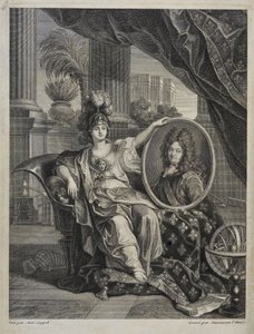 Ludwik XIV (1638-1715), król Francji, protektor nauk - rycina Antoine