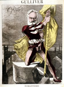 Karykatura Victora Hugo autorstwa Georgesa Montbarda (1841-1905). „”Guliwer – romantyzm”” autorstwa Charles Auguste Loye