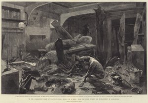 W kabinie dowódcy HMS Alexandra, efekt pocisku z fortów, podczas bombardowania Aleksandrii