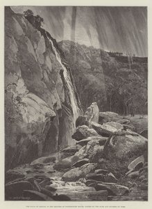 Wodospady Dargle, na terenie Powerscourt House, odwiedzane przez księcia i księżną Yorku autorstwa Charles Auguste Loye