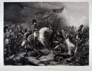 Napoleon (1769-1821) w bitwie pod Waterloo, 1815 (mezzotinta)