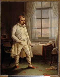 Portret Napoleona I (1769-1821) Świętej Heleny w Longwood dyktującym jego pomniki Obraz Charlesa Auguste Steubena (1788-1856) 1820 Nd. 0,62 x 0,51 m Ile D