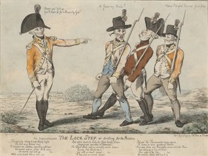 The Lock Step, czyli wiercenie do recenzji, 1797 (kolorowa akwaforta) autorstwa Charles Aylmer