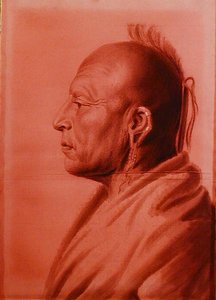 Cachasunglia, wojownik z plemienia Osage (ołówek i węgiel na papierze) autorstwa Charles Balthazar Julien Févret de Saint Mémin
