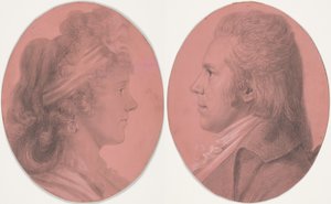 Portrety Georgesa Arnolda Fitzwilliama oraz portret Eleanor Ramsay Fitzwilliam; para autorstwa Charles Balthazar Julien Févret de Saint-Mémin