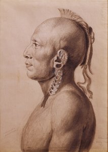 Cachasunghia, Wojownik Osagów, 1806 (ołówek i węgiel na papierze) autorstwa Charles Balthazar Julien Févret de Saint Mémin