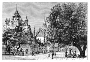 Ulica w Bangkoku w Tajlandii, 1895.