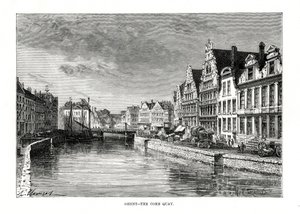 Nabrzeże Kukurydziane, Gandawa, Flandria, Belgia, 1879 r. autorstwa Charles Barbant