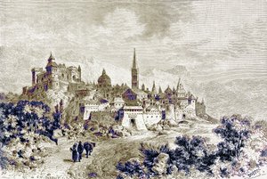 Widok Spoleto, ilustracja z "Historii Rzymu" Victora Duruy