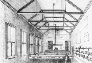 Laboratorium chemiczne, Dulwich College, c.1870 (litografia)
