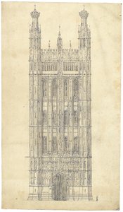 Rysunek dla Houses of Parliament, c.1836-40 (pióro i atrament na papierze)
