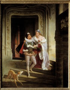 Markiza Noirmoutiers, Charlotte de Beaune Semblancay (1551-1617) starająca się zboczyć z trasy Henryka I Lotaryńskiego, księcia Guise zwanego Balafre (1550-1588), aby udał się na zgromadzenie stanów Blois przed jego zabójstwem (1588) w zamek B autorstwa Charles Barthelemy Durupt