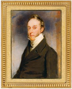 George Hay Hawkins Proporczyk w brązowym płaszczu, białej kamizelce i białej koszuli z wysokim kołnierzem, Camden Town, Londyn, 1864 autorstwa Charles Basebe