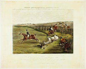 Bogata scena z wielkiej gonitwy Leicestershire Steeplechase autorstwa Charles Bentley