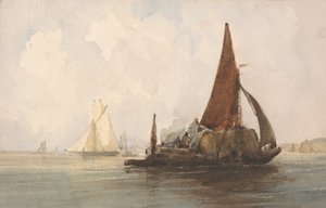 Barka z sianem na spokojnym morzu autorstwa Charles Bentley