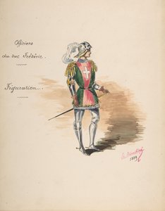 Projekt kostiumów dla oficerów księcia Fryderyka [a], Karta opisowa kostiumu..., 1889.