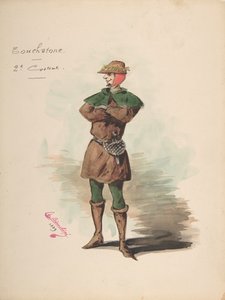 Projekt kostiumu na kamień probierczy [a], arkusz opisowy kostiumu i akcesoriów..., 1889.