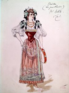 Kostium Neddy lub Colombine do opery „Paillasse” (klauni, klauni) Ruggero Leoncavallo (1857-1919) z 1892 roku. Akwarela Charlesa Bianchiniego (1860-1905)