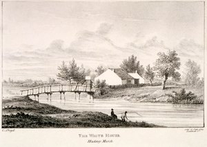Biały Dom nad brzegiem rzeki Lea, Hackney Marsh, Londyn, c1830 autorstwa Charles Bigot
