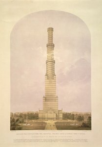 Projekt przekształcenia Crystal Palace w wieżę o wysokości 1000 stóp, pub. Ackermann und Co., 1852