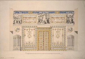 Projekt żółtego salonu Lyons Hall w Wielkim Pałacu Carskiego Sioła, początek lat 80. XVIII wieku