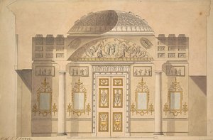 Elewacja ściany lustrzanej w gabinecie jaspisowym w pawilonie agatowym w Carskim Siole autorstwa Charles Cameron